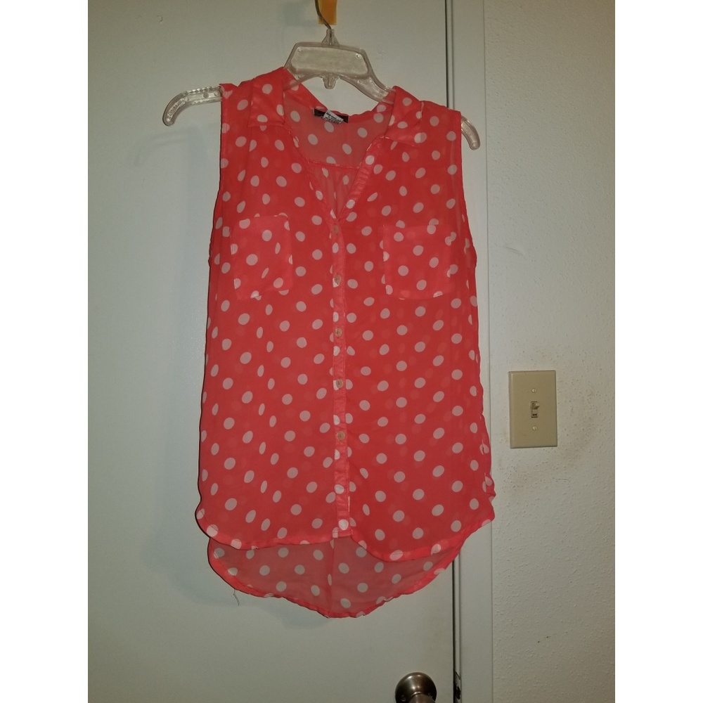 Orange Sheer Button Down Tank